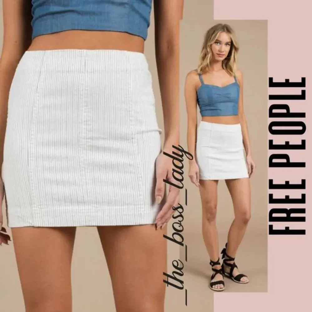 Free People mini skirt stretchy pinstripe boho preppy 28